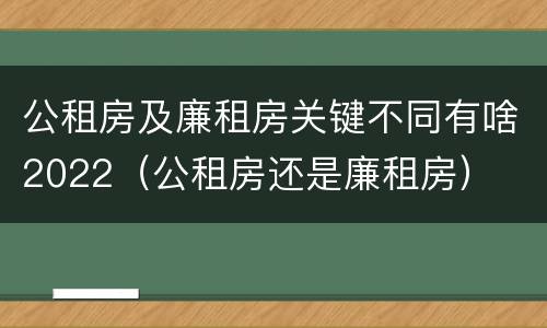 公租房及廉租房关键不同有啥2022（公租房还是廉租房）