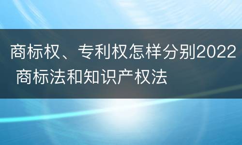 商标权、专利权怎样分别2022 商标法和知识产权法