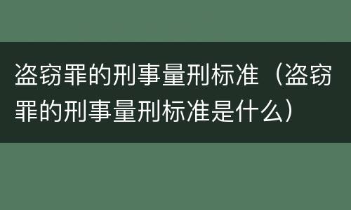 盗窃罪的刑事量刑标准（盗窃罪的刑事量刑标准是什么）
