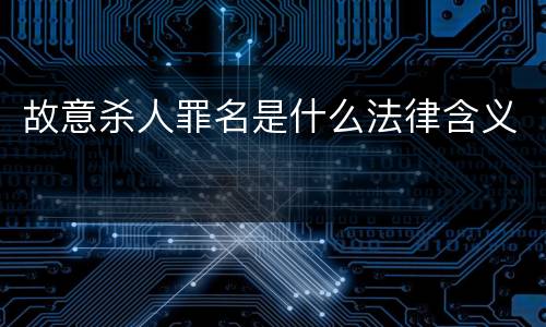 故意杀人罪名是什么法律含义