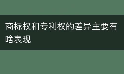 商标权和专利权的差异主要有啥表现