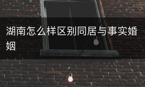 湖南怎么样区别同居与事实婚姻