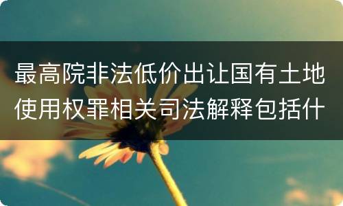 最高院非法低价出让国有土地使用权罪相关司法解释包括什么