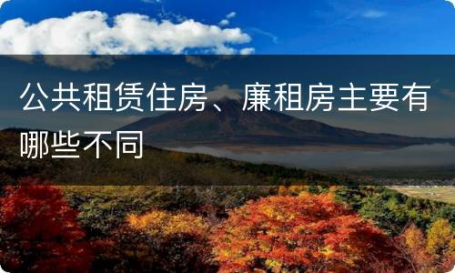 公共租赁住房、廉租房主要有哪些不同