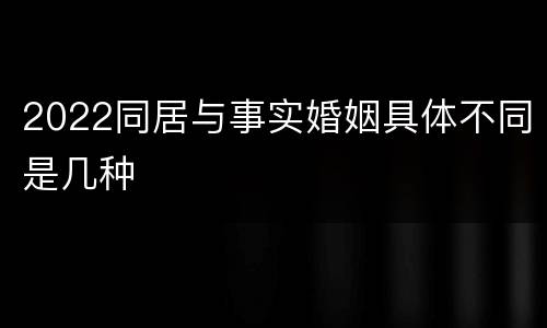 2022同居与事实婚姻具体不同是几种