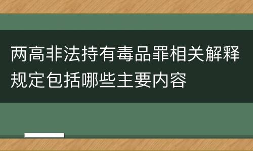 两高非法持有毒品罪相关解释规定包括哪些主要内容
