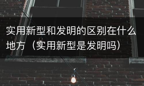 实用新型和发明的区别在什么地方（实用新型是发明吗）