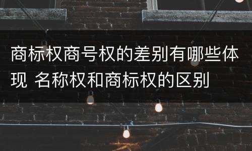 商标权商号权的差别有哪些体现 名称权和商标权的区别