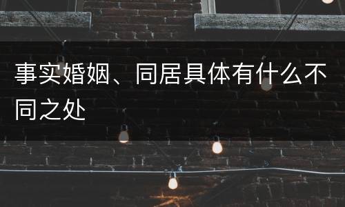 事实婚姻、同居具体有什么不同之处