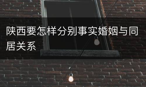 陕西要怎样分别事实婚姻与同居关系