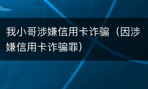 我小哥涉嫌信用卡诈骗（因涉嫌信用卡诈骗罪）