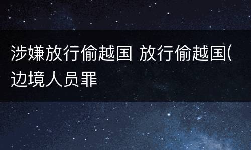 涉嫌放行偷越国 放行偷越国(边境人员罪