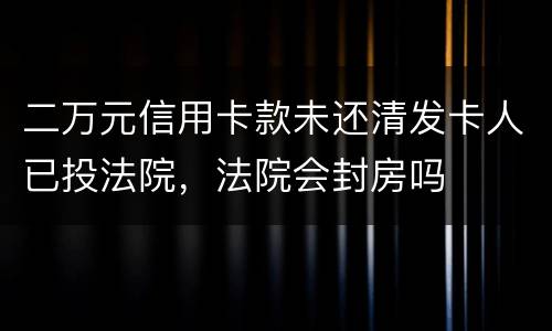 二万元信用卡款未还清发卡人已投法院，法院会封房吗