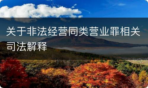 关于非法经营同类营业罪相关司法解释