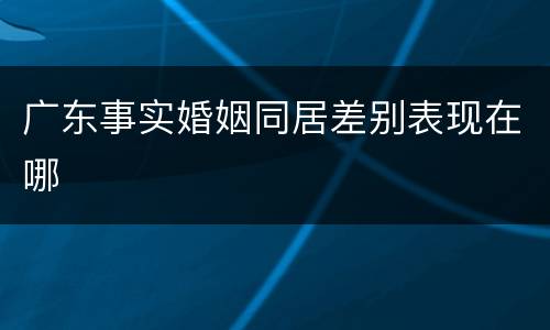 广东事实婚姻同居差别表现在哪
