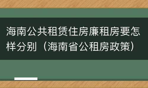 海南公共租赁住房廉租房要怎样分别（海南省公租房政策）