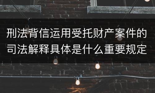 刑法背信运用受托财产案件的司法解释具体是什么重要规定