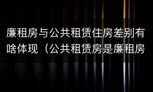 廉租房与公共租赁住房差别有啥体现（公共租赁房是廉租房吗）