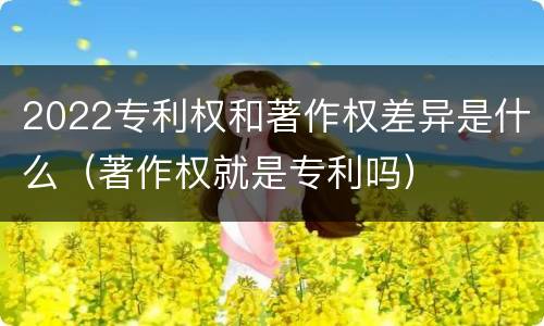 2022专利权和著作权差异是什么（著作权就是专利吗）