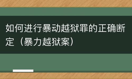 如何进行暴动越狱罪的正确断定（暴力越狱案）