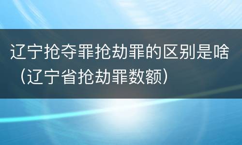 辽宁抢夺罪抢劫罪的区别是啥（辽宁省抢劫罪数额）