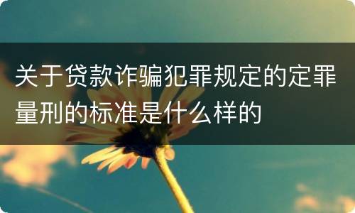 关于贷款诈骗犯罪规定的定罪量刑的标准是什么样的