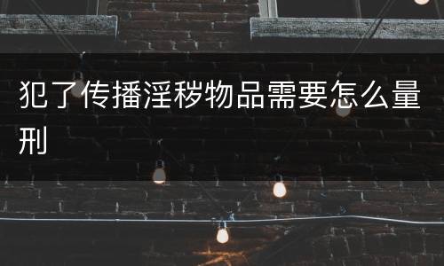 犯了传播淫秽物品需要怎么量刑