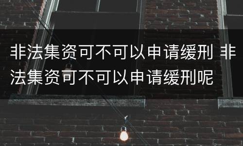 非法集资可不可以申请缓刑 非法集资可不可以申请缓刑呢