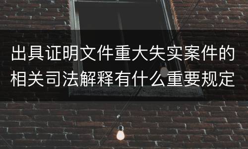 出具证明文件重大失实案件的相关司法解释有什么重要规定