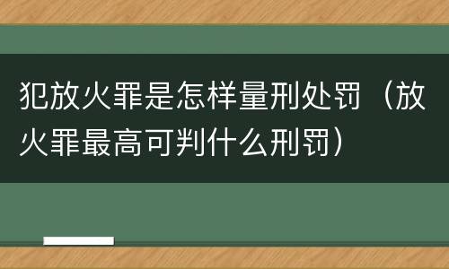 犯放火罪是怎样量刑处罚（放火罪最高可判什么刑罚）