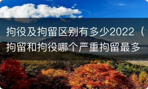 拘役及拘留区别有多少2022（拘留和拘役哪个严重拘留最多多少天）