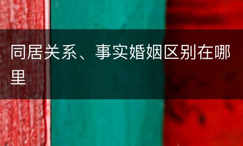 同居关系、事实婚姻区别在哪里