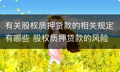 有关股权质押贷款的相关规定有哪些 股权质押贷款的风险