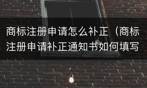 商标注册申请怎么补正（商标注册申请补正通知书如何填写）