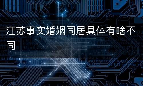 江苏事实婚姻同居具体有啥不同