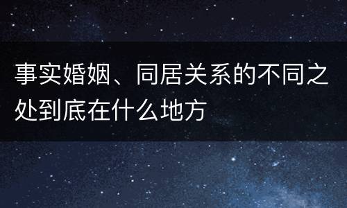 事实婚姻、同居关系的不同之处到底在什么地方