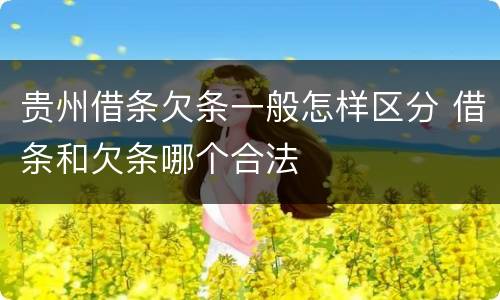 贵州借条欠条一般怎样区分 借条和欠条哪个合法