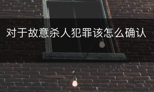 对于故意杀人犯罪该怎么确认