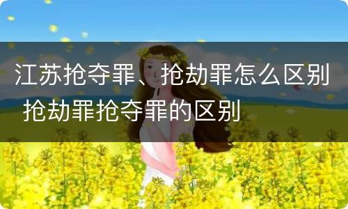 江苏抢夺罪、抢劫罪怎么区别 抢劫罪抢夺罪的区别