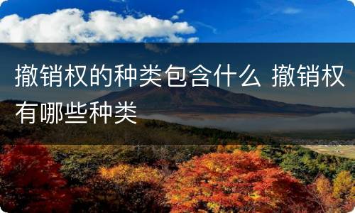 撤销权的种类包含什么 撤销权有哪些种类