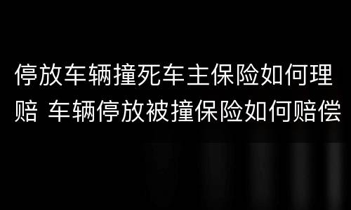 停放车辆撞死车主保险如何理赔 车辆停放被撞保险如何赔偿