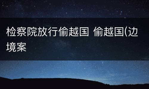 检察院放行偷越国 偷越国(边境案