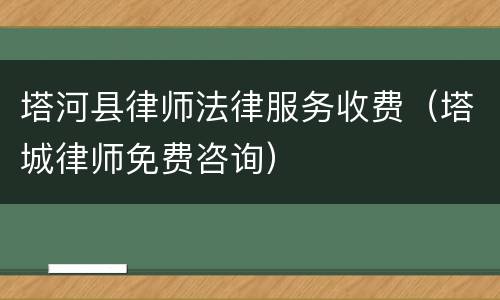 塔河县律师法律服务收费（塔城律师免费咨询）