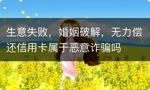 生意失败，婚姻破解，无力偿还信用卡属于恶意诈骗吗