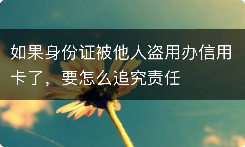 如果身份证被他人盗用办信用卡了，要怎么追究责任