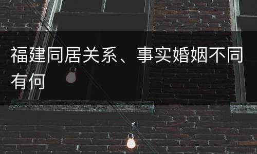 福建同居关系、事实婚姻不同有何
