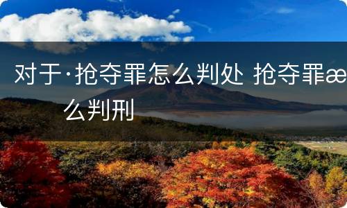 对于·抢夺罪怎么判处 抢夺罪怎么判刑