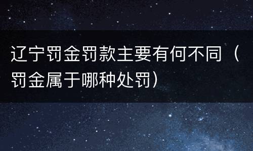 辽宁罚金罚款主要有何不同（罚金属于哪种处罚）