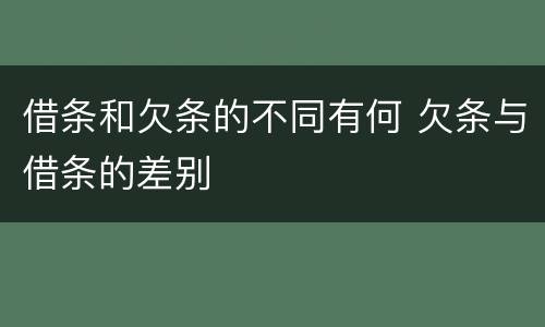 借条和欠条的不同有何 欠条与借条的差别