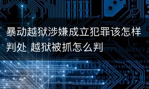 暴动越狱涉嫌成立犯罪该怎样判处 越狱被抓怎么判